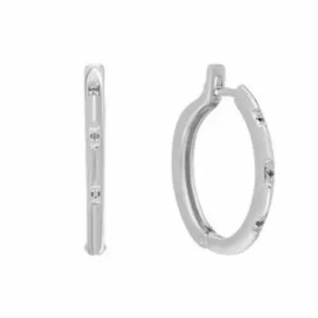 Серебряные серьги-конго с черными бриллиантами