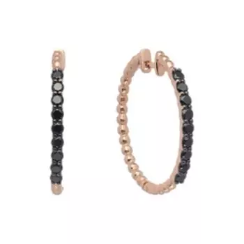 Серебряные серьги-конго с черными фианитами