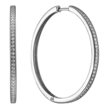 Серебряные серьги-конго с фианитами