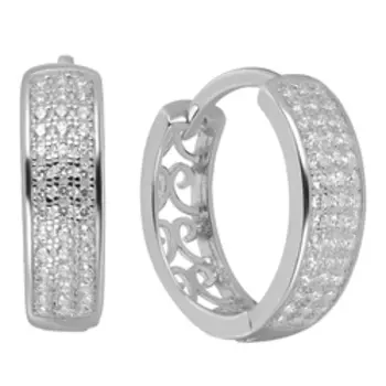 Серебряные серьги-конго с фианитами