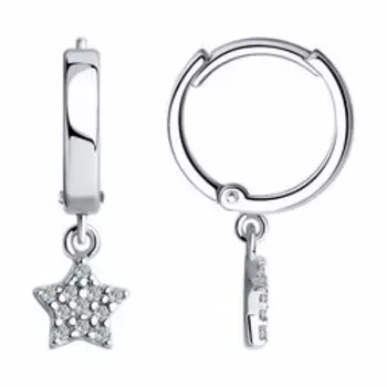 Серебряные серьги-конго с фианитами