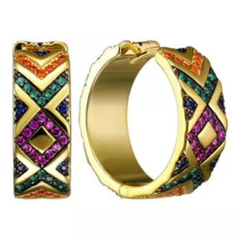 Серебряные серьги-конго с фианитами