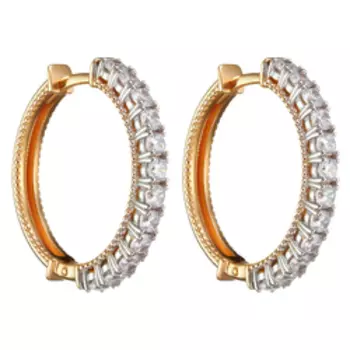 Серебряные серьги-конго с фианитами