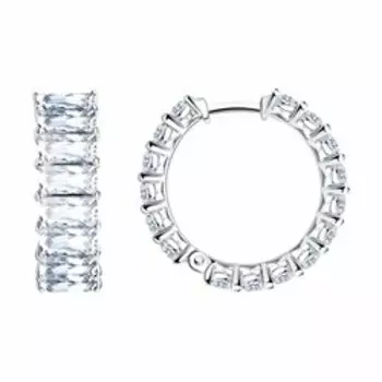 Серебряные серьги-конго с фианитами