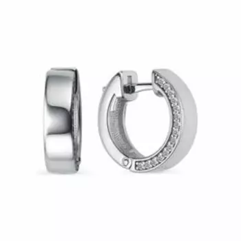 Серебряные серьги-конго с фианитами