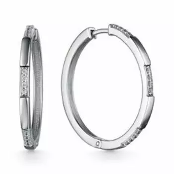 Серебряные серьги-конго с фианитами