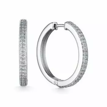 Серебряные серьги-конго с фианитами