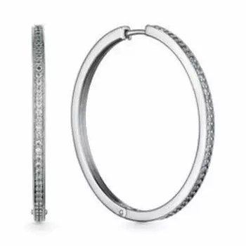 Серебряные серьги-конго с фианитами