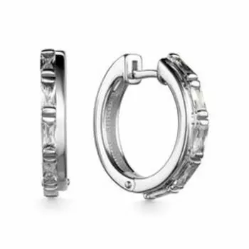 Серебряные серьги-конго с фианитами