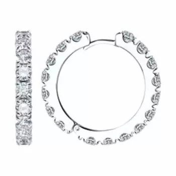 Серебряные серьги-конго с фианитами