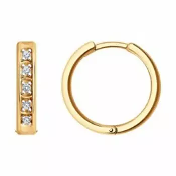 Серебряные серьги-конго с фианитами