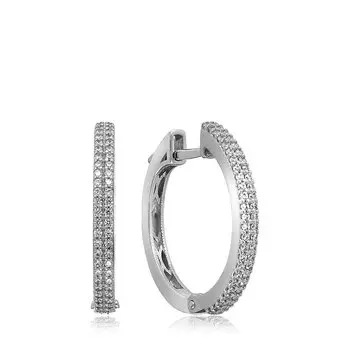 Серебряные серьги-конго с фианитами