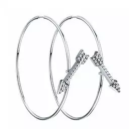 Серебряные серьги-конго с фианитами "Стрелы"