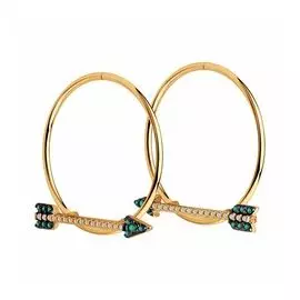 Серебряные серьги-конго с фианитами "Стрелы"