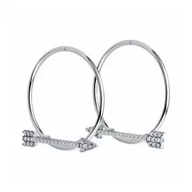 Серебряные серьги-конго с фианитами "Стрелы"