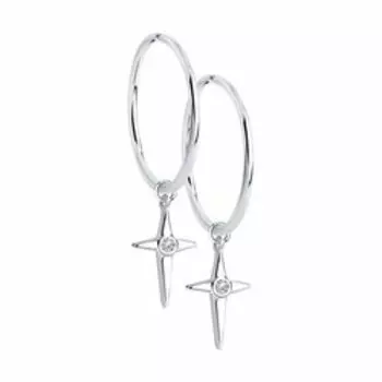Серебряные серьги-конго с фианитами "Звезды"