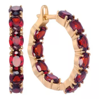 Серебряные серьги-конго с гранатами