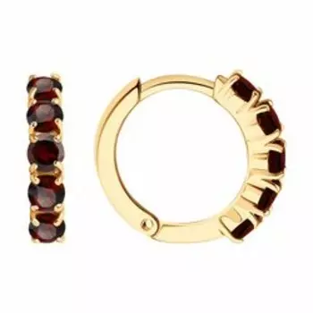 Серебряные серьги-конго с гранатами