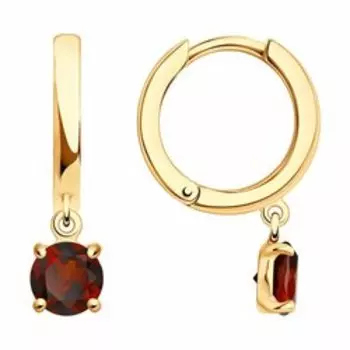 Серебряные серьги-конго с гранатами