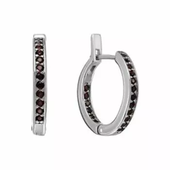 Серебряные серьги-конго с гранатами