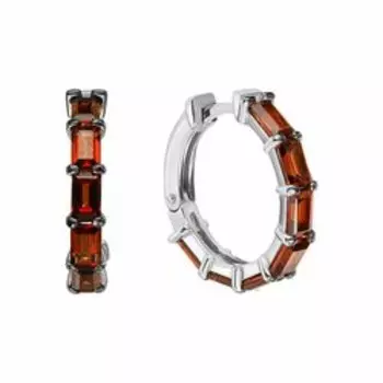 Серебряные серьги-конго с гранатом