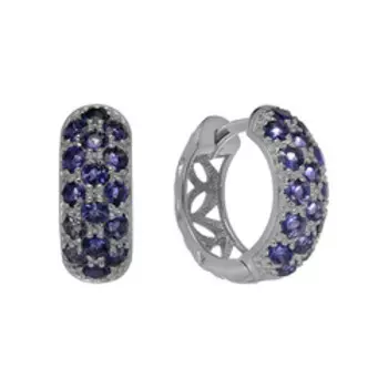 Серебряные серьги-конго с иолитами