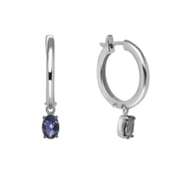 Серебряные серьги-конго с иолитами