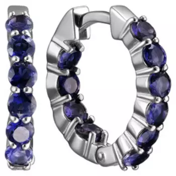 Серебряные серьги-конго с иолитами