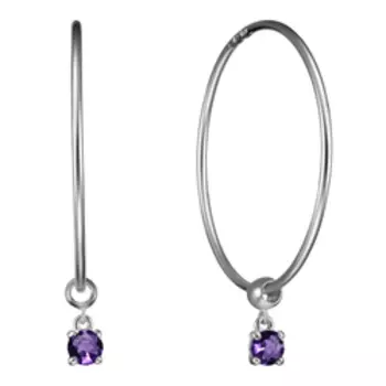 Серебряные серьги-конго с аметистами