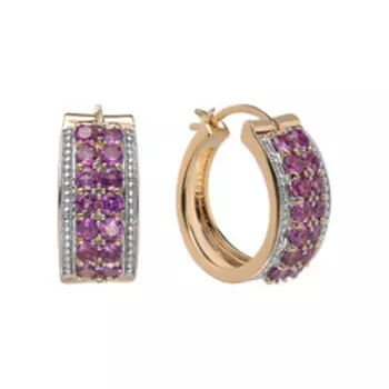 Серебряные серьги-конго с родолитами и топазами