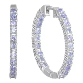 Серебряные серьги-конго с танзанитами