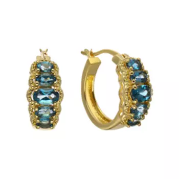 Серебряные серьги-конго с топазами London