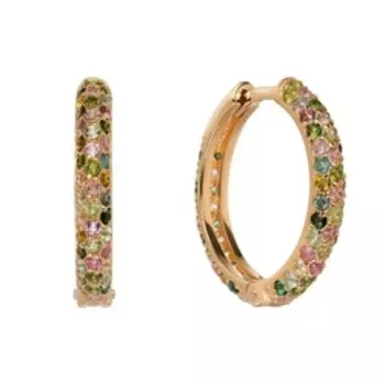 Серебряные серьги-конго с турмалинами