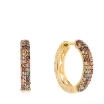 Серебряные серьги-конго с турмалинами