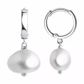 Серебряные серьги-конго с жемчугом