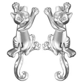 Серебряные серьги "Кошки"