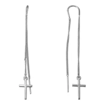 Серебряные серьги-протяжки плетение "Панцирное" "Кресты"