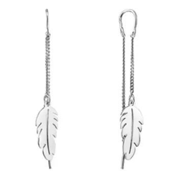 Серебряные серьги-протяжки плетение "Панцирное" "Перья"