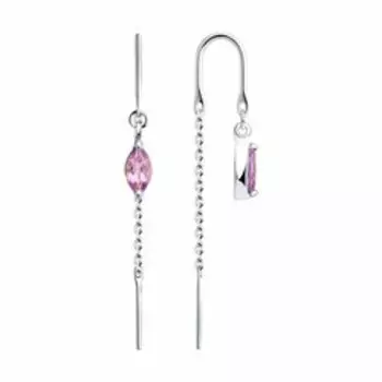 Серебряные серьги-протяжки с аметистами