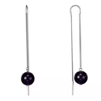 Серебряные серьги-протяжки с аметистами