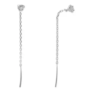 Серебряные серьги-протяжки с бриллиантами