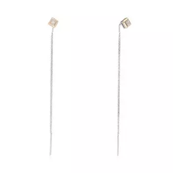 Серебряные серьги-протяжки с бриллиантами