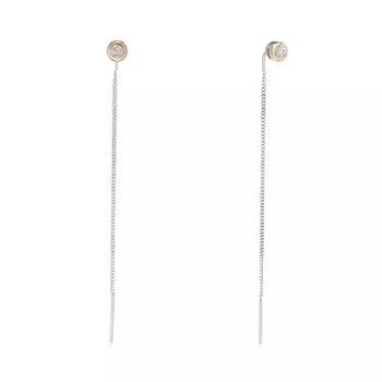 Серебряные серьги-протяжки с бриллиантами