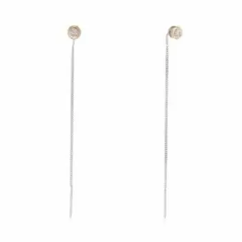 Серебряные серьги-протяжки с бриллиантами и золотом