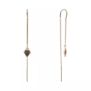 Серебряные серьги-протяжки с черной шпинелью