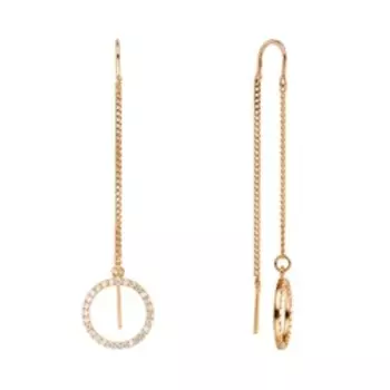 Серебряные серьги-протяжки с фианитами