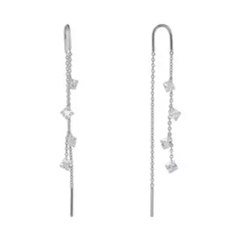 Серебряные серьги-протяжки с фианитами