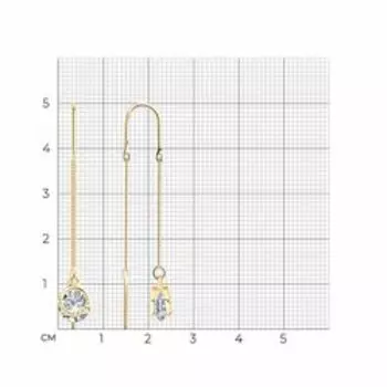 Серебряные серьги-протяжки с фианитами