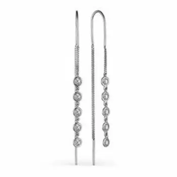 Серебряные серьги-протяжки с фианитами