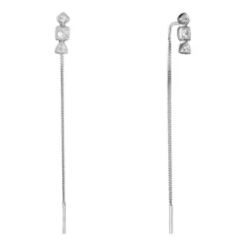 Серебряные серьги-протяжки с фианитами